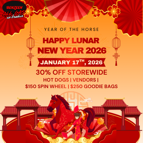 HAPPY LUNAR Irk YEAR OF THE HORSE X NEW YEAR 2026 To -- JANUARY l7TM 2026 30 OFF STOREWIDE unT nnne i UCKII-IrIDC I $150 SPIN WHEEL I $250 GOODIE BAGS / 