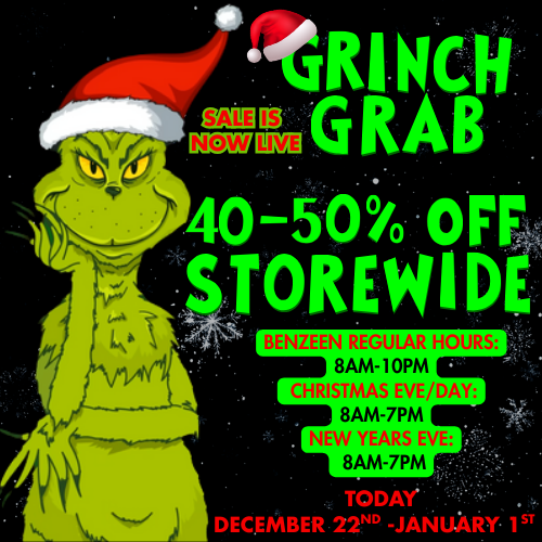 BENZEEN REGULAR HOURS 8AM-10PM CHRISTMAS EVE/DAY 8AM-7PM NEW YEARS EVE 8AM-7PM / 