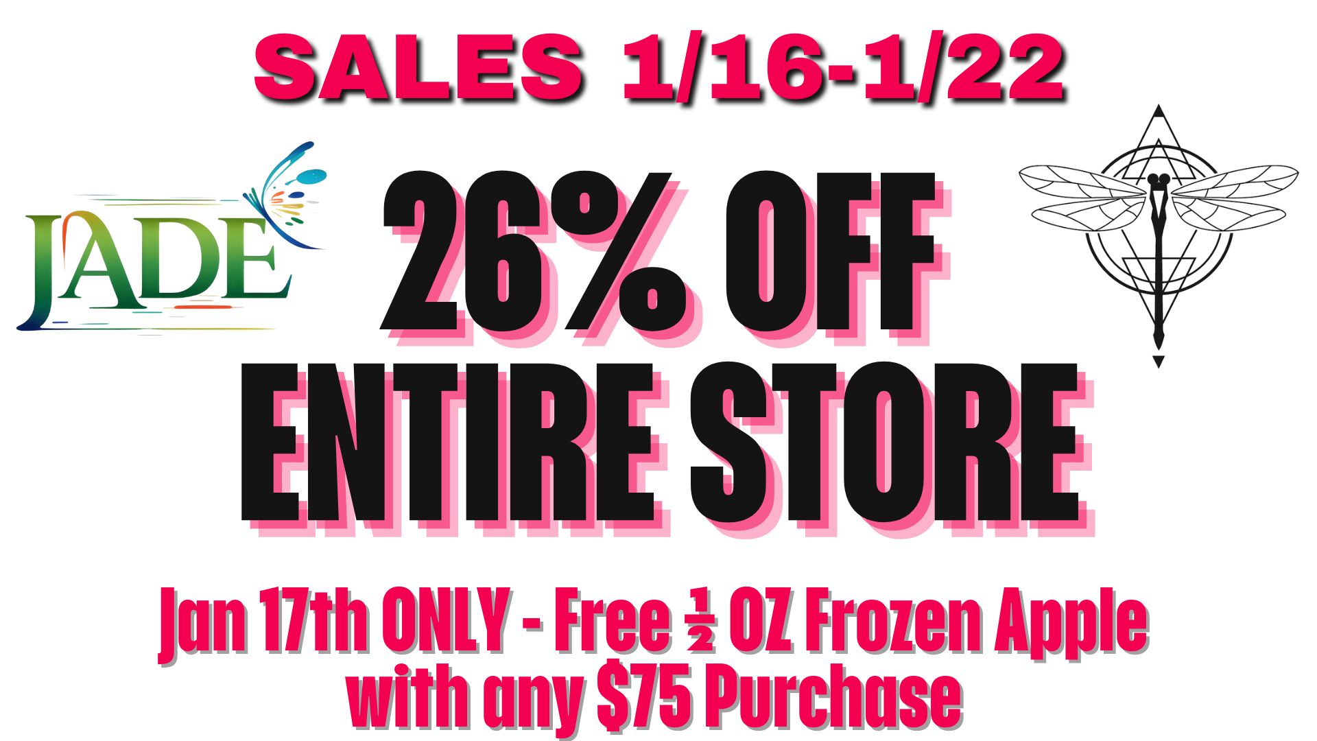 J SALES 1/18-1M2 Al 26 FF ENTIRE ST RE MIMI ONLY - Free I Frozen Apple with my $15 Purchase / 