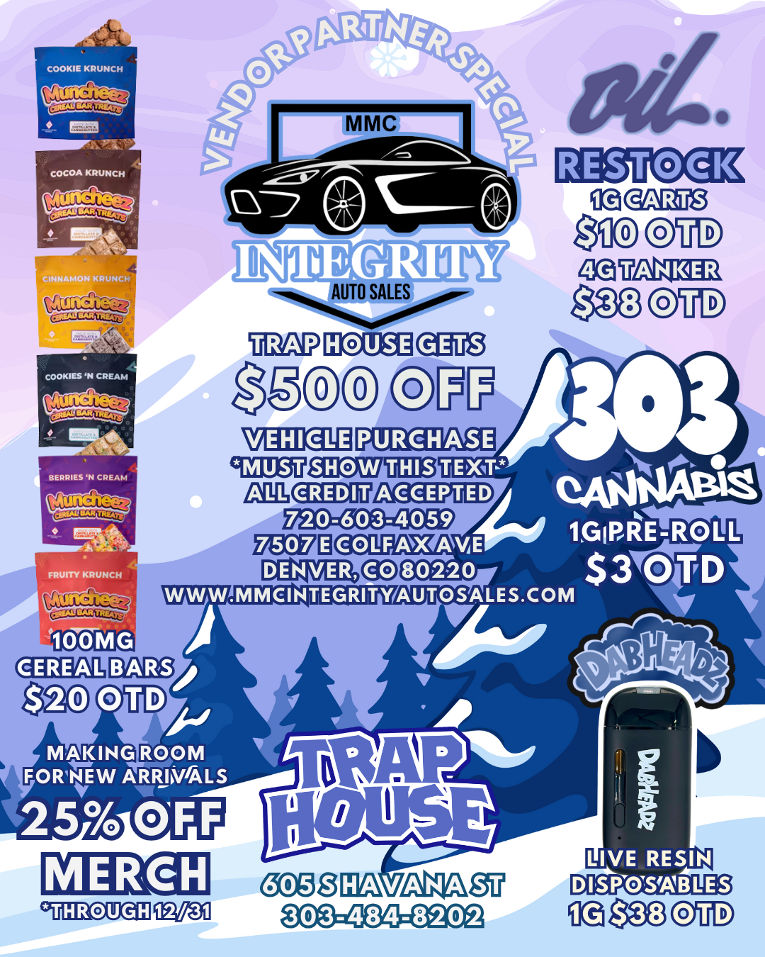 COCOA KRUNCH RESTOCK CARTS CINNAMON KPUNC- V D frk AUTO SALES ANKER HOUSE is COOKIES 4 CREAM BERRIES IN CREAM PURCHASE SHOW THIS CREDIT ACCEPTED 720-603-4059 FRUITY KRUNCH 161PFIE-ROLL COLFAX AViE DENVER 80220 WWW.MNICINTEGRITYAUTOSALES.COM CEREAL LIVE RESIN D ISraSiNBL ES 303-484-8a0 / 