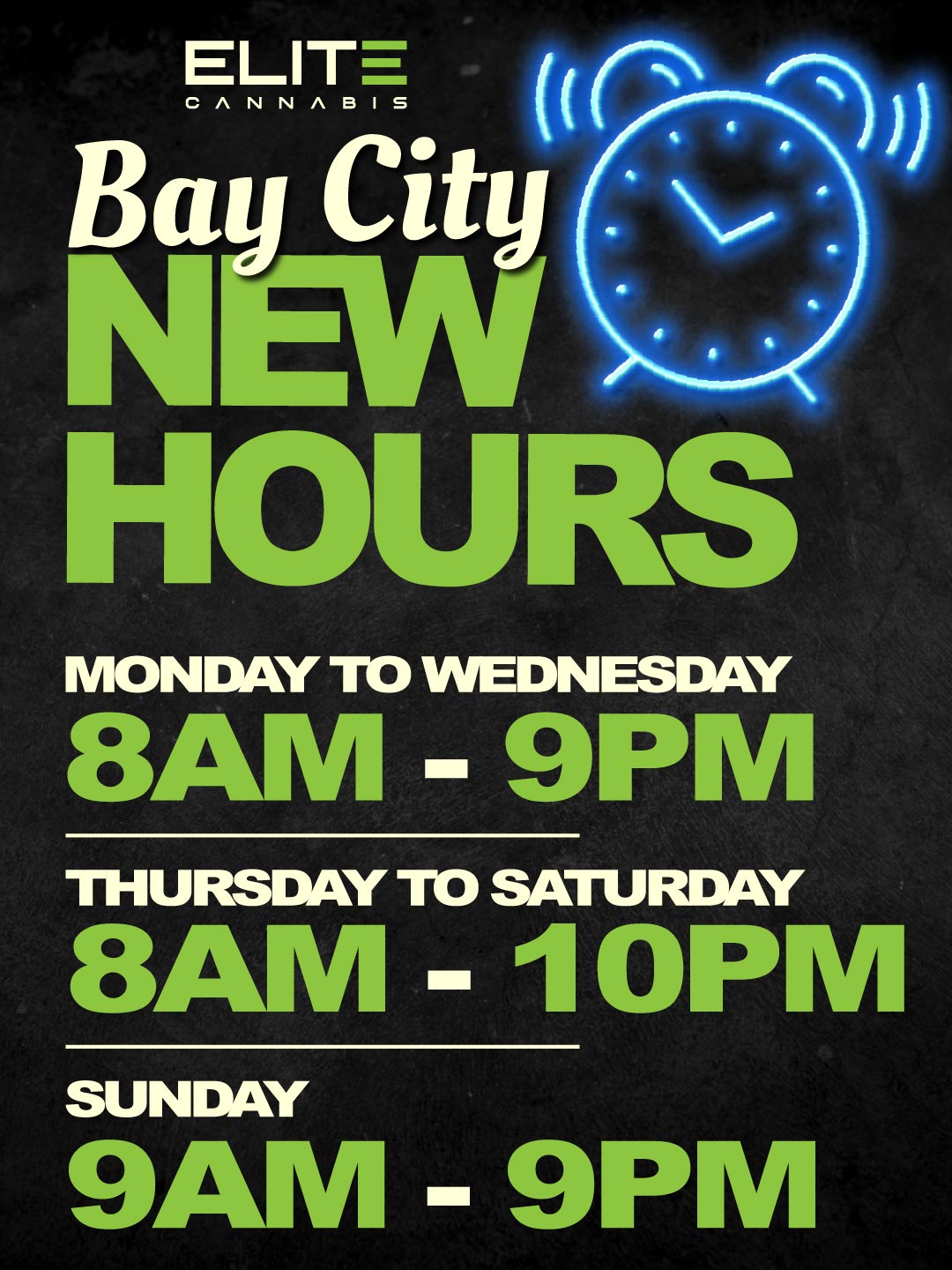 17117 111 13acily 114OURS MONDAY TO WEDNESDAY 8ANI -I 9PM THURSDAY TO SATURDAY 8ANI 10PM SUNDAY 9NI 9PM / 