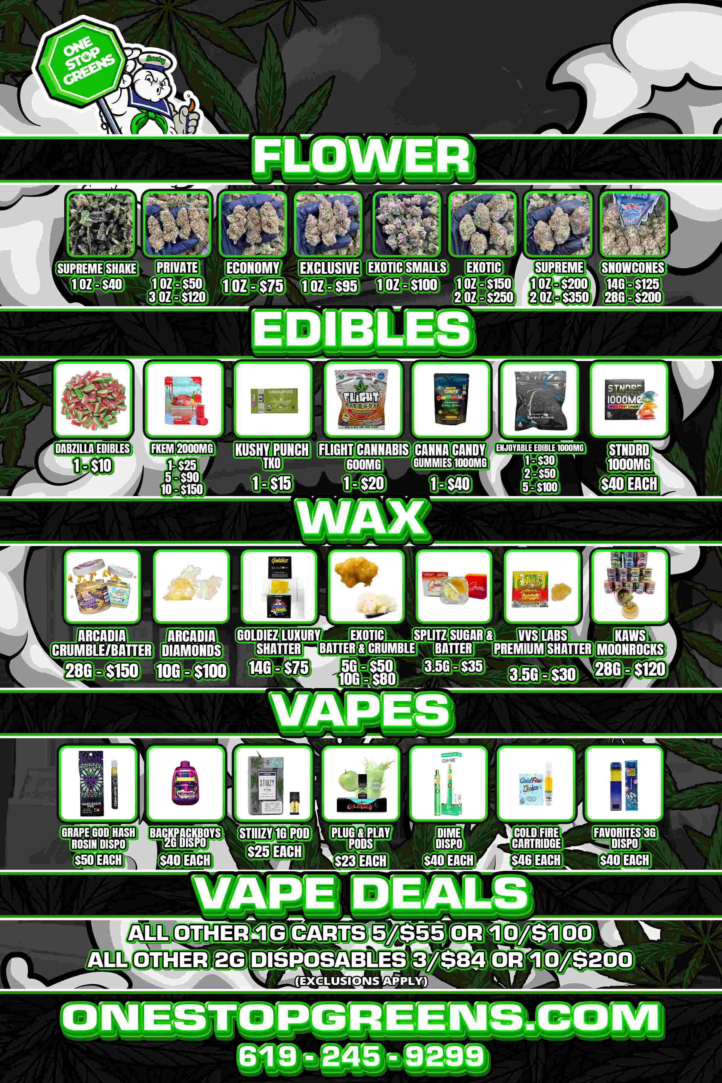 cinunri 1000M DABZILLA EDIBLES HEM 2000MG NUM PUNCH TKO CANNABIS 600MG CANNA CANDY GUMMIES 1000MG ENJOYABLE EDIBLE 1000MG 1 - $30 MORD 1000MG 5 - S100 El GOLD IEZ LUXURY SHATTER EXOTIC SPLITZ SUGAR BATTER BATTER Li CRUMBLE VHS LABS PREMIUM SHATTER KAWS MOONROCKS GRAPE GOD HASH ROSIN DISPO PLUG PLAY PODS DIME DISPO COLD FIRE CARTRIDGE FAVORITES 3G DISPO ONESToPGMENS Cahn s 4/45 9299 / STOCK UP SATURDAY!! All Orders Today Only Will Receive A FREE 5 Grams Of Exotic Flower!! + All Orders Over $150 ALSO Get A FREE 2000mg FKEM Gummies!! + Order Between 9am - 10am & Receive An Additional Gram Of VIP Flower!! Click The Link Below To Order From San Diego's #1 Rated Delivery!! 619-245-9299 onestopgreens.com