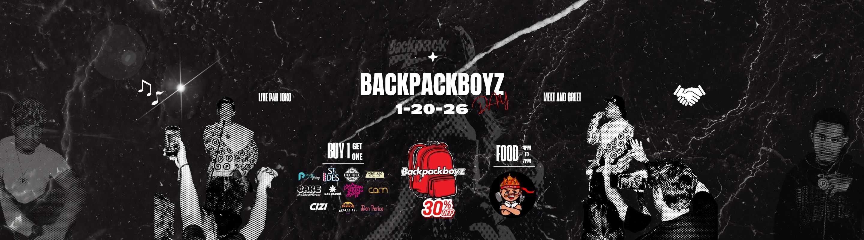 et /..4 .0 ... . .te et. r ... .die V-../060. 1 . . . . . . . . . . . . . . 08/ . 00....V.V. . V..00..le. . . III 1 ... 00 ......... . . II a / What's up our people! Backpackboyz Day is LIVE and we're inviting all of you to celebrate with us! Don't miss the best deals in town, delicious food from 47 PM, your favorite brands pop ups and an exclusive meet & greet with Pak Joko.Pull up and celebrate the Backpackboyz way! 