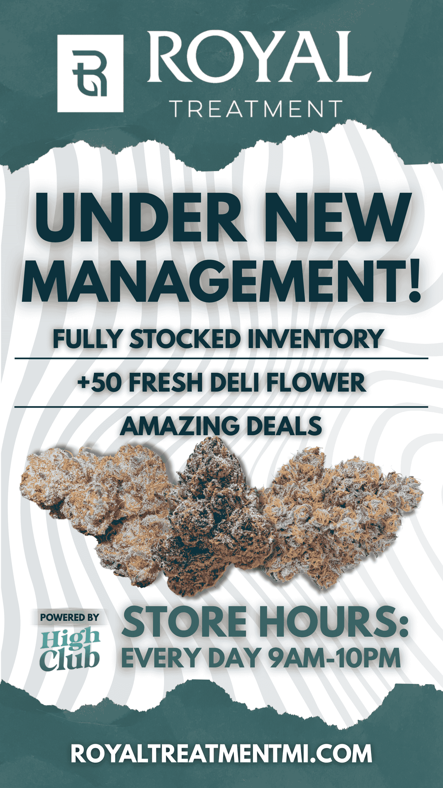 UNDER NEW MANAGEMENT FULLY STOCKED INVENTORY 50 FRESH DELI FLOWER AMAZING DEALS PWERED BY STORE HOURS club EVERY DAY 9AM-10PM ROYALTREATMENTMLCOM / 