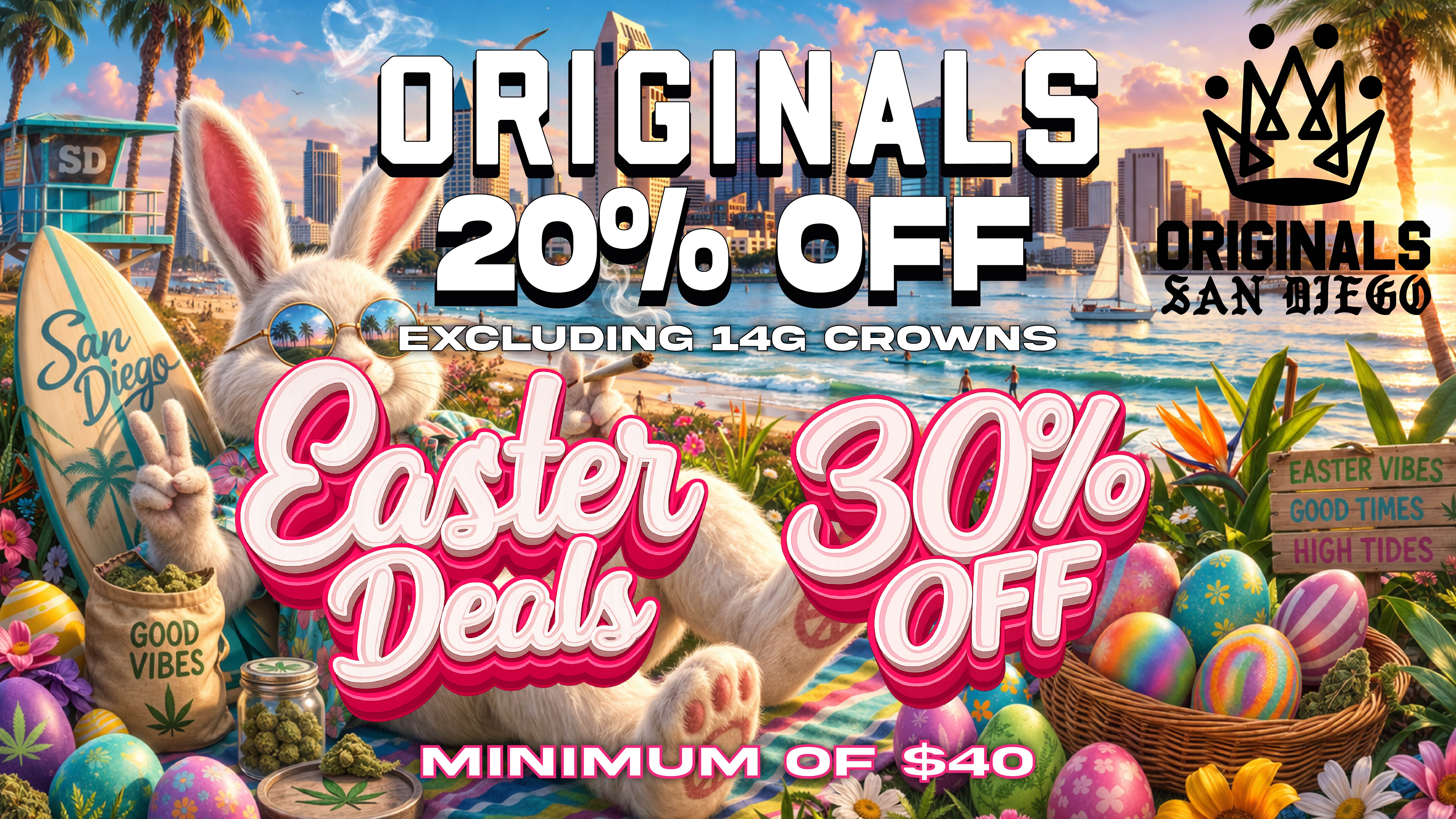 0 RIGINALS LAN arm 600i VIBES / HAPPY EASTER ORIGINALS FAM!!!!COME CHECK OUT OUR EASTER DEALS TODAY ONLY!30% OFF ALL DAY ENTIER STORE!!!ORIGINALS 20% ALL DAY (EXCLUDES CROWN 14G)NEW 14G CROWN LARRY OG ORIGINALS 3.5G $25 OTD ALL DAYRESTOCKED ON ALOT OF YOURE FAVRIOUT BRADS-DAB DADDY 14G- SLUGGERS PREROLL -CROWN 14G  -SEED JUNKY 14G/7G (MIN $40 TO GET DISCOUNT)