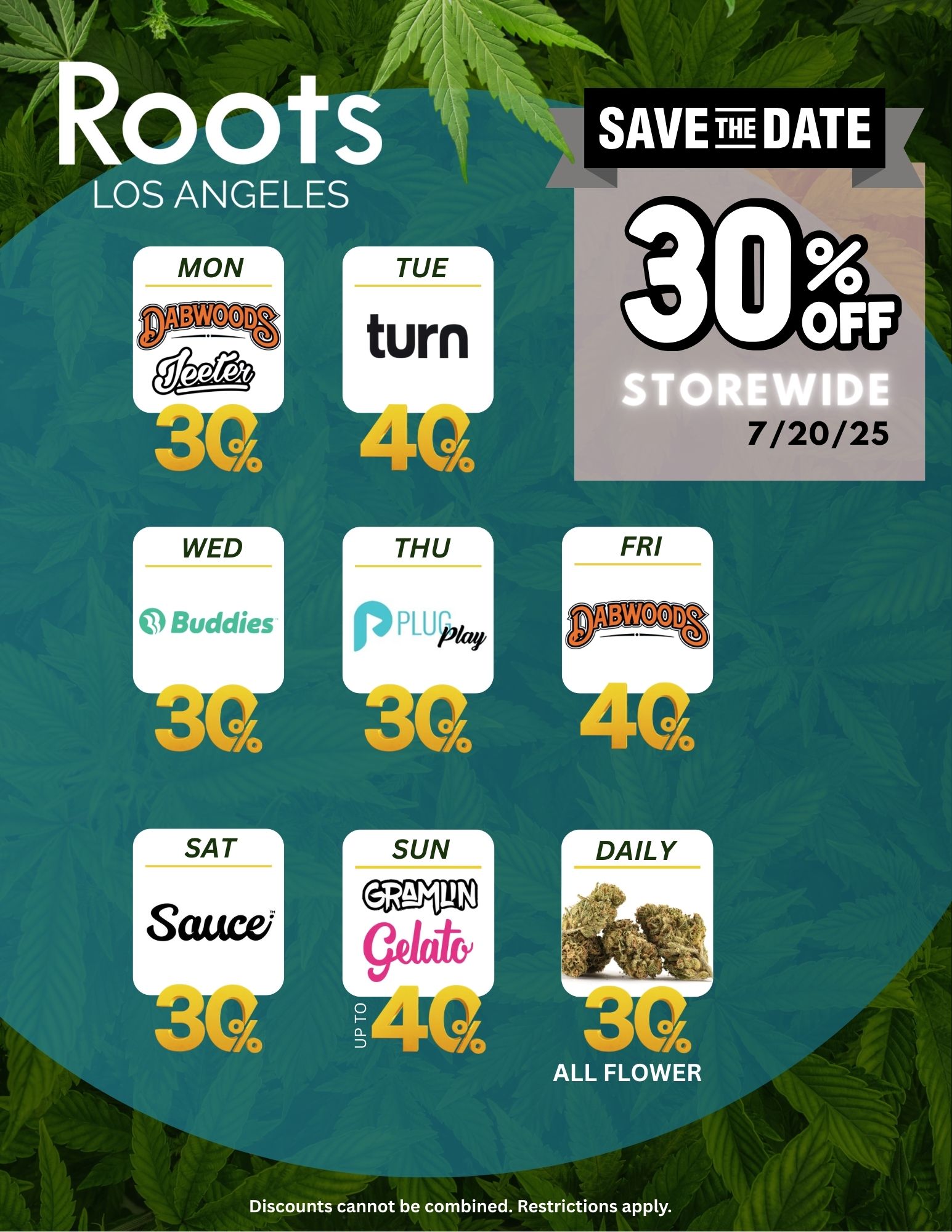 SAVE THE DATE rpillipk Discounts cannot be combined. Restrictions apply. /  Customer Appreciation Day  This Sunday, 7/20! We're celebrating YOU with 30% OFF storewide PLUS Buy One, Get One deals  one day only! Don't miss the biggest savings of the month. Come celebrate with us! 