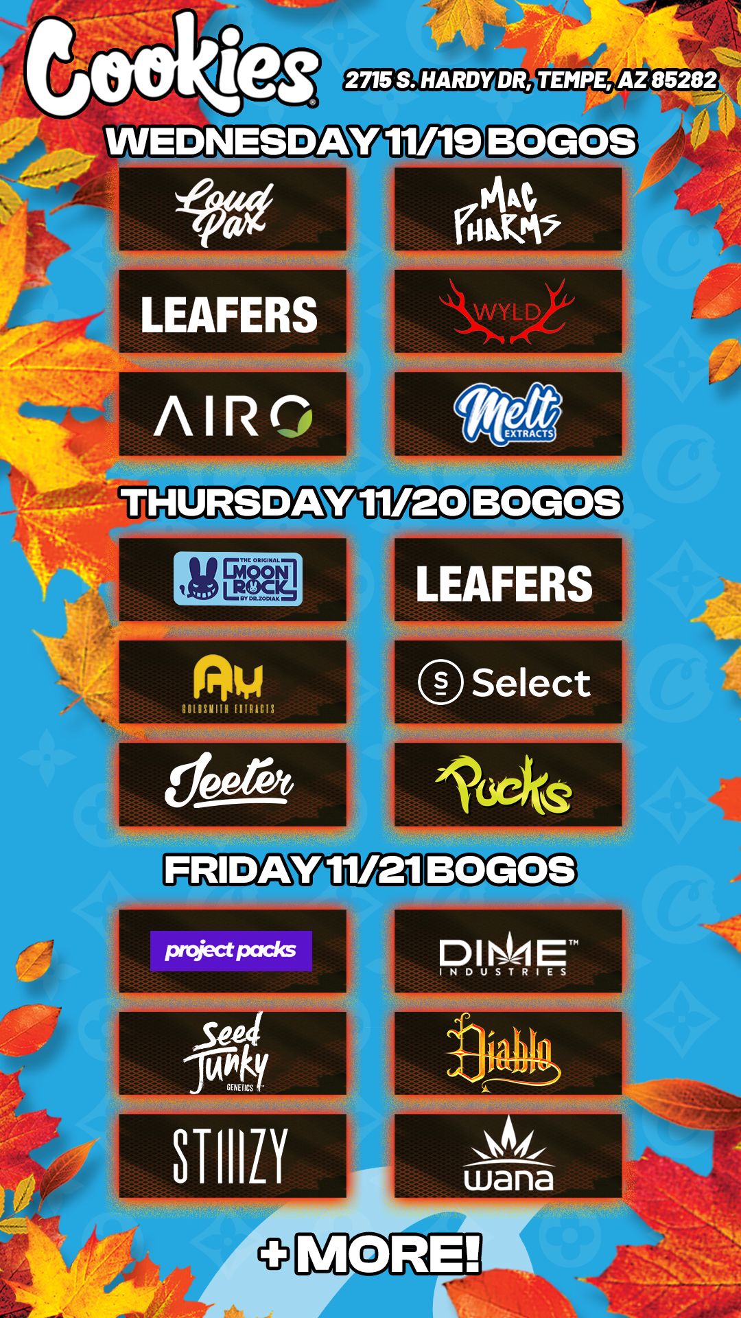 livedeal image / Check out more Wednesday BOGOs & Low Prices at Cookies Tempe: https://tempe.cookies.co/specials/ *Restrictions apply*