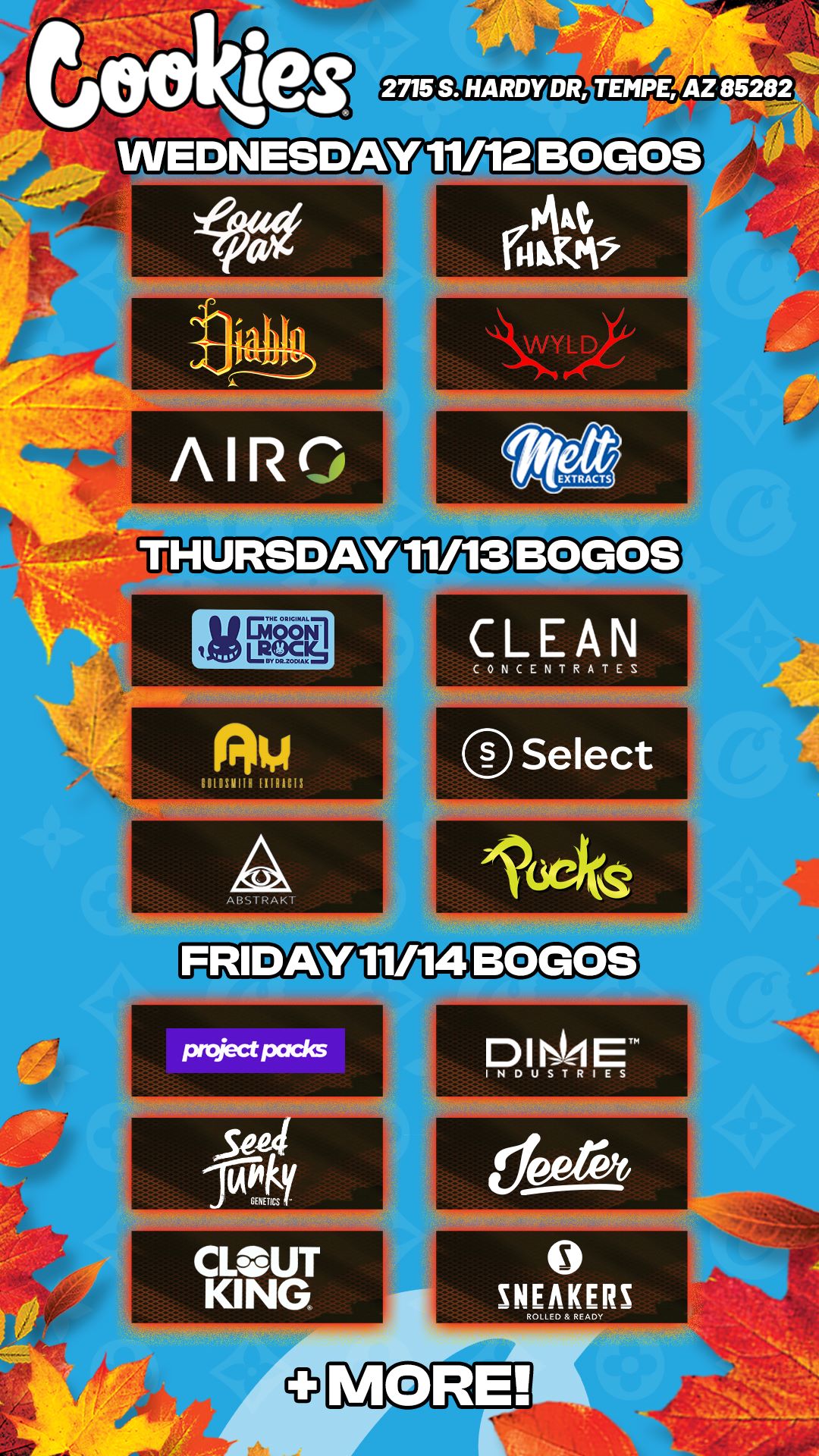 BOGOS h1Eimra r4111 -111111111111110 CLEAN CONCENTRATES Select Is / Check out more Wednesday BOGOs & Low Prices at Cookies Tempe: https://tempe.cookies.co/specials/ *Restrictions apply*