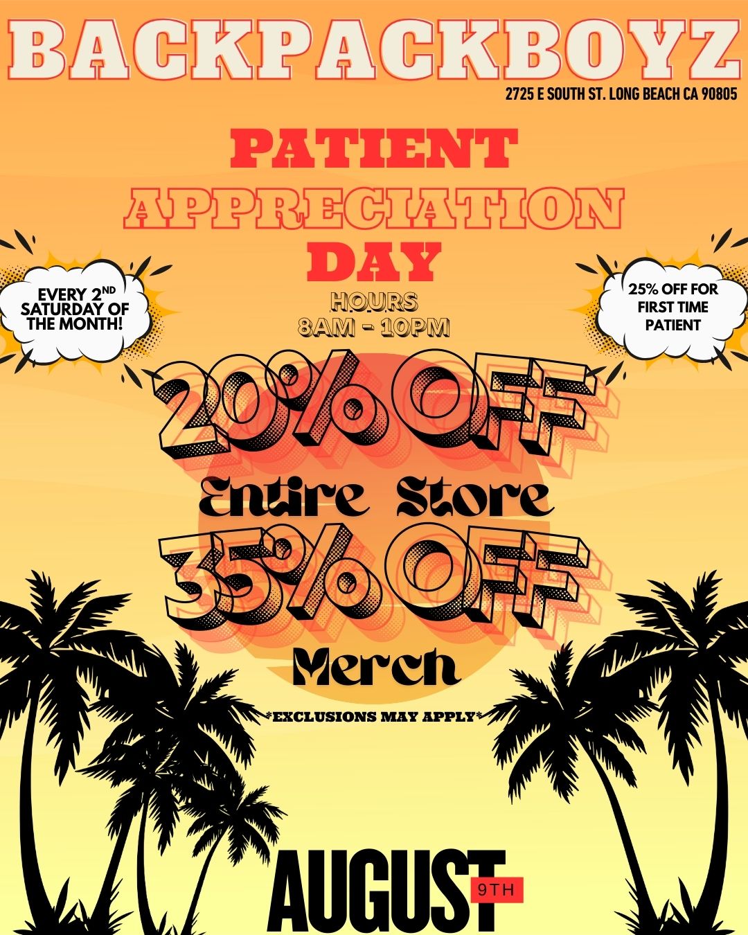 UMEDLOE3 2725 E SOUTH ST. LONG BEACH CA 90805 PATIENT iffECDE APPRE EVERY 2ND N SATURDAY OF 1.. THE MONTH DAY NcIUM - atm 25/RosOTFTFIMFOER k PATIENT attire SVare / 