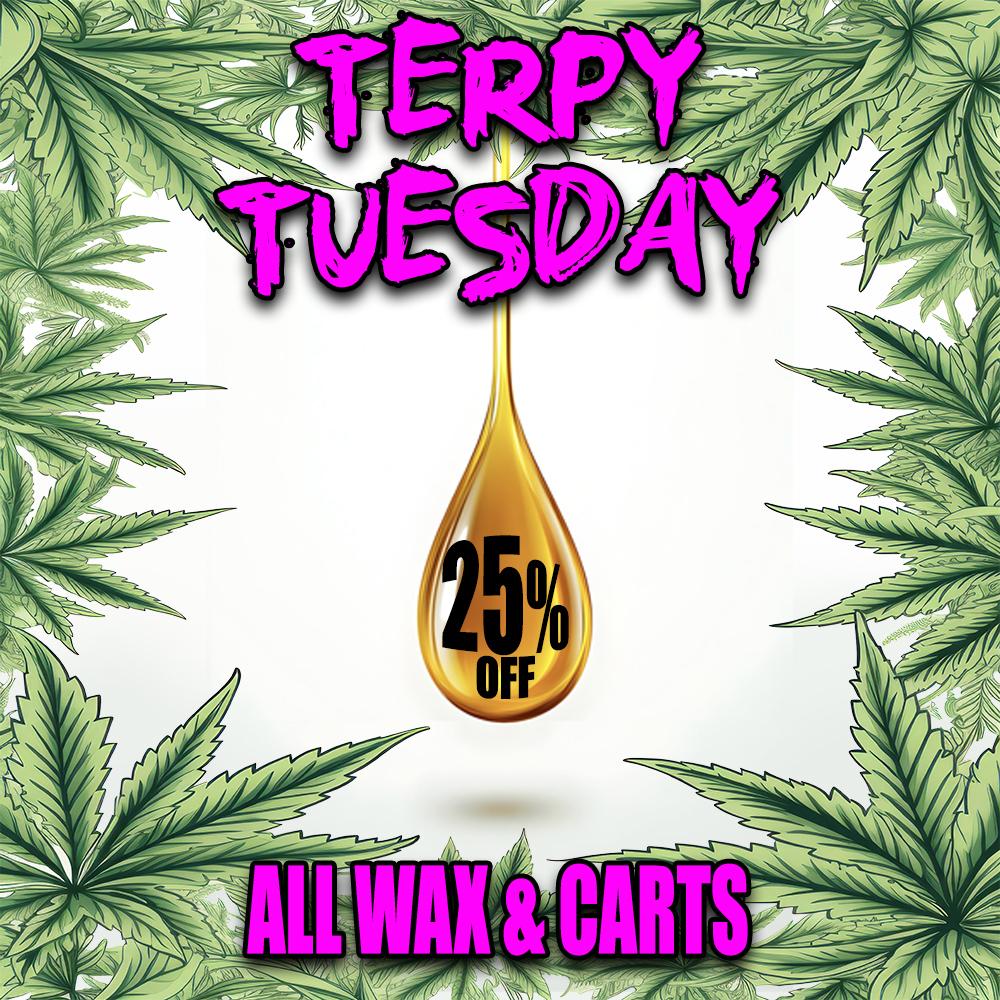 fv46 / TERPY TUESDAY 25% OFF ALL WAX & CARTS!THE MEDICINE WOMAN DISPENSARY 660 TONNELE AVE JERSEY CITY NJ 855-TMW-MEDS 