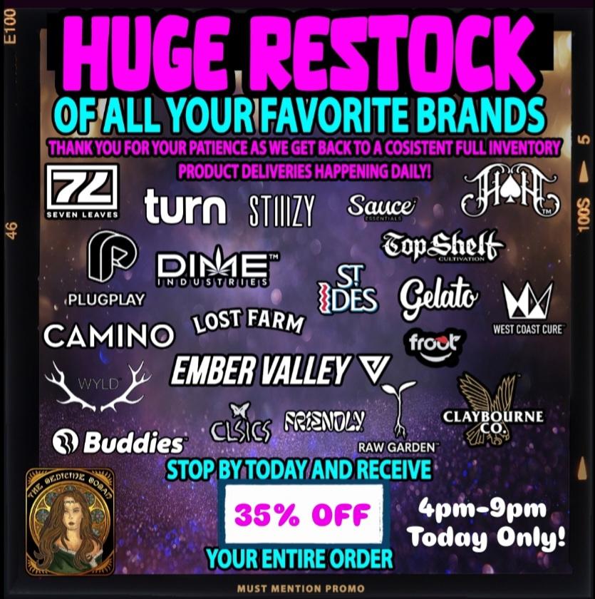 IHNERESHICK WALL YOU RIFAVORITE BRANDS GET BACK TO A COSISTENT 8V. L.P. PRODUCT DPI IVFRIES HAPPENING DAILY turrimioLauce 4 D 11x1 E iopShetf-PLUGPLAY gdaty voST FARM CAMINO tracer 1 EMBER VALLEY V iPfasts 6R2ND CO AYBOURNE 0 Buddies RAW GARDEN STOP BY TODAY AND RECEIVE COAST CURE 6 35 OFF 4pm-9pm Today Only YOUR ENTIRE ORDER MUST MENTION PROMO / STOP INTO THE NEW & IMPROVED MEDICINE WOMAN DISPENSARY & GET 25% OFF YOUR ENTIRE ORDER! (Today only) WE NOW PRICE MATCH TO BE THE LOWEST PRICE IN TOWN!THE MEDICINE WOMAN DISPENSARY 9058 ROSE ST BELLFLOWER CA 855-TMW-MEDS 