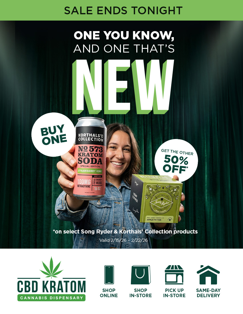  / Today is your last chance to save 50% on something new.BOGO 50% off select Korthals' Collection and Song Ryder ends tonight! Shop the BOGO 50% OFF: https://bit.ly/SRKC_BOGO50  Find a store: https://bit.ly/FindaCBDKStore  Same-day, local delivery: https://bit.ly/CKSameDelivery  Schedule pickup in-store: https://bit.ly/CKStorePickup