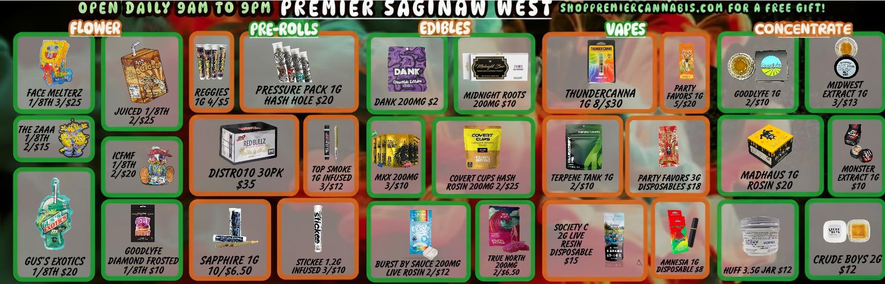 SHOMEMIERCANNABIS.COM FOR A FREE GIFT FACE MECTERZ 1/817/ 3/$2.5 HASH HOLE $20 JOIC2E1/T581-11 PRESSURE PACK 70 THUNDERCANNA 708/$30 PARTY FAVORS 16 V$20 COODLYFE 10 2/$10 MIDWEST EXTRACT 10 3/513 D/S7R010 30PK $35 .611 I c TERPENE TANK 16 2/$10 PARTY TAPORS 30 DISPOSABLES $18 MADHAUS 10 ROSIN $20 MONSTER EXTRACT 10 $10 CUSS EXOTICS 7/8771 $20 000DCYFE DIAMOND FROSTED 1/8TH $10 .57/CKEE 1.20 INFUSED 3/210 BURST BY SAUCE 200W 1/11E ROSIN 2/$12 SOC/ETY C 26 INE ROSIN DISPOSABLE $15 irP951 NW 3.50 JAR $12 CRUDE 80S 20 $72 / 