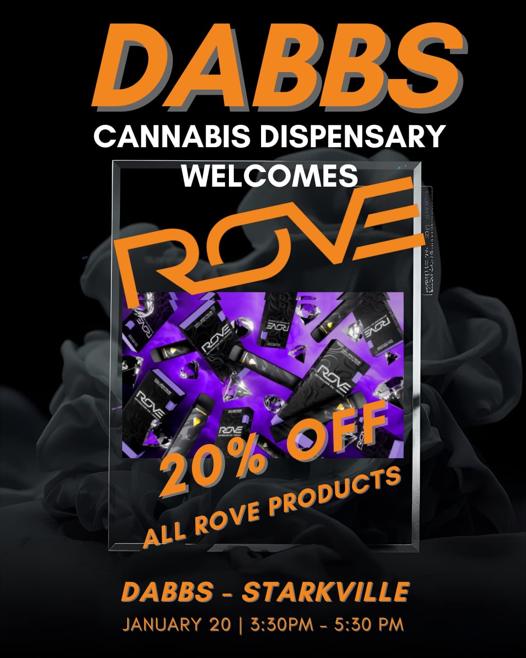 DABBS CANNABIS DISPENSARY WELCOMES DABBS STARKVILLE JANUARY 20 I 330PM - 530 PM / Special Guest coming to Dabbs Starkville!https://dabbsdispensary.com/shop-dabbs-menu/starkville-14/