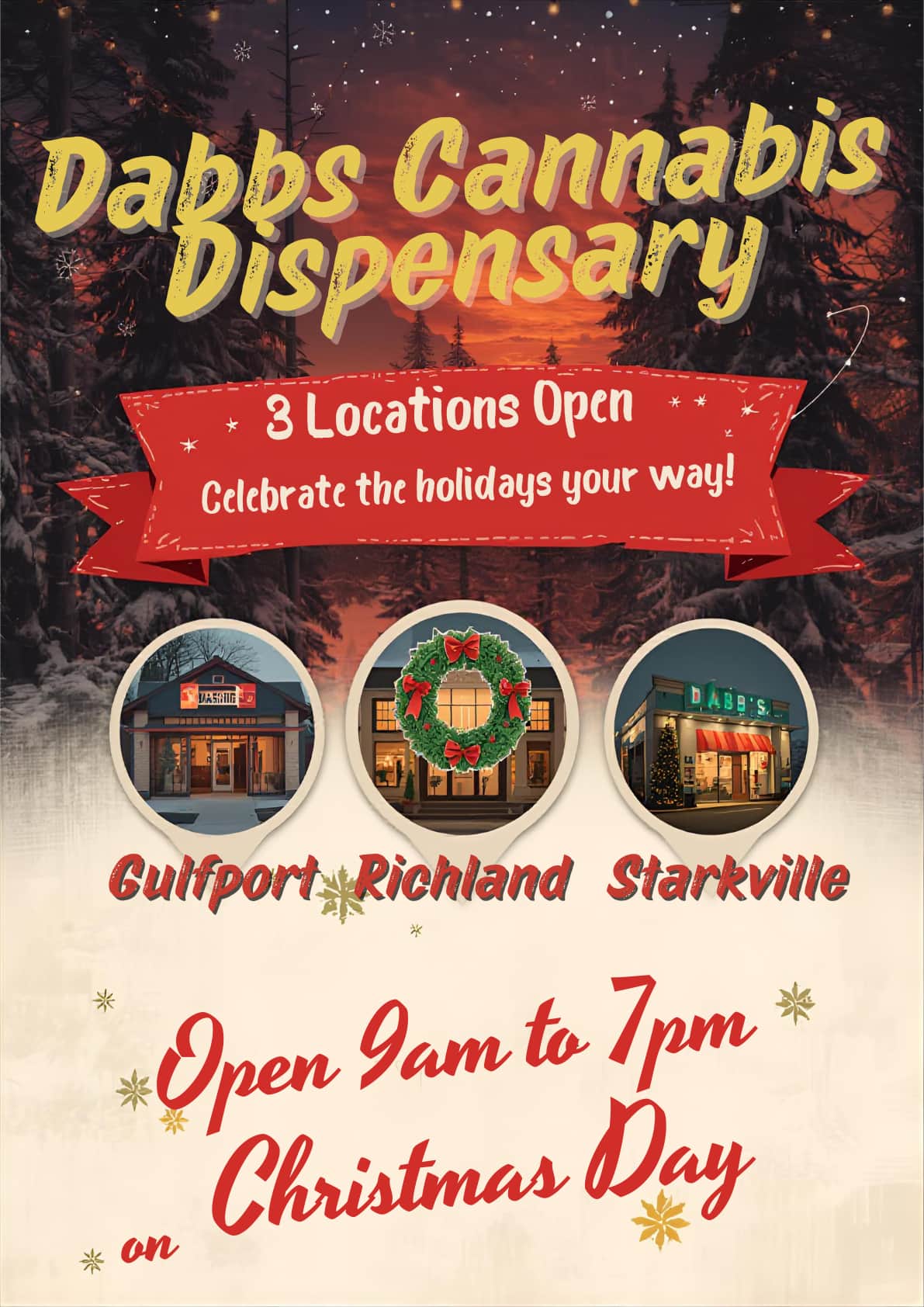 CulfportRiohlan Starkville i10 94m. kA 7pot / 3 Locations to serve you on Christmas Day!https://dabbsdispensary.com/shop-dabbs-menu/